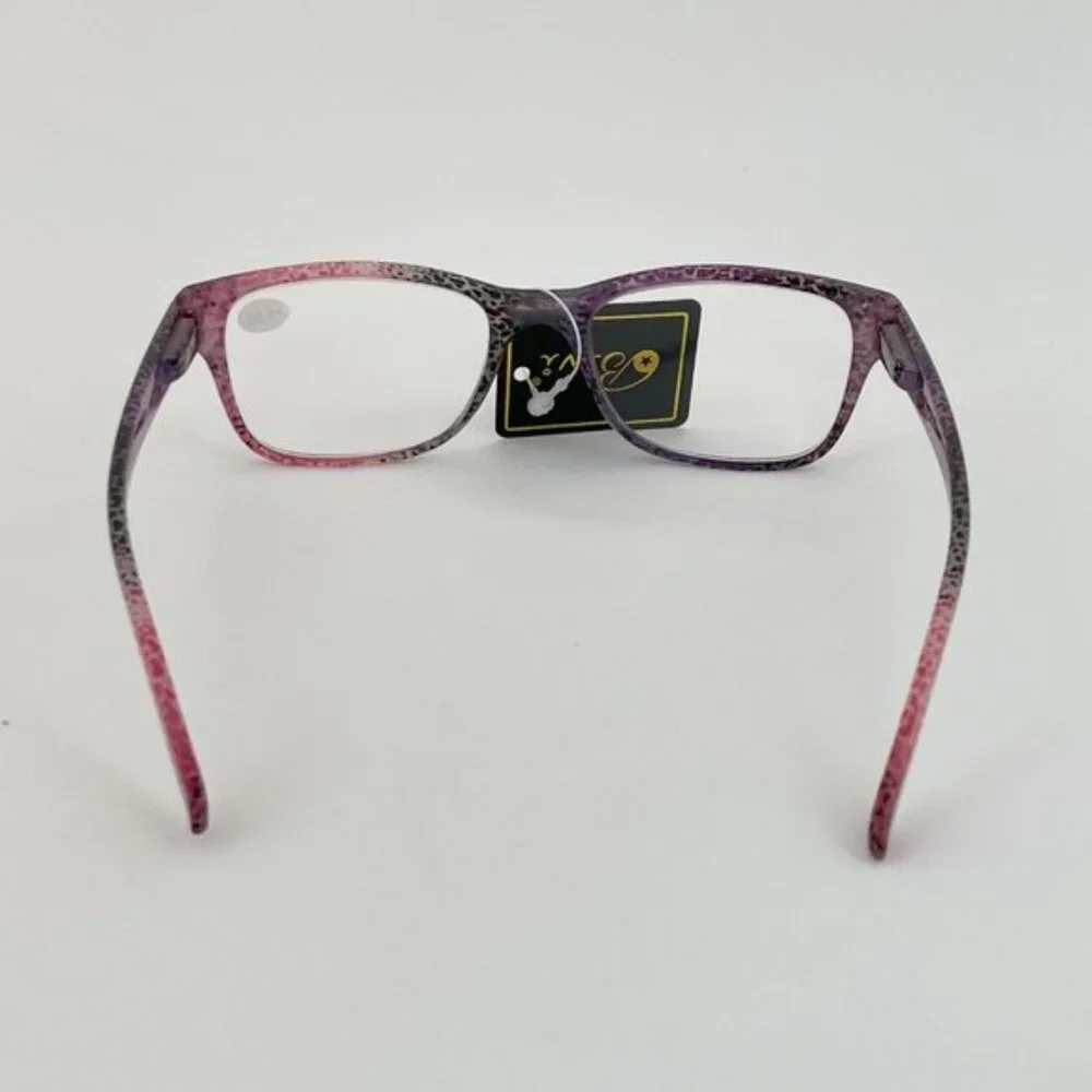 Bevi +1.50 Red & Purple Cheetah Square Reading Glasses